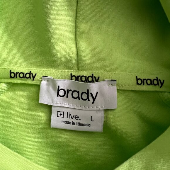Brady Mens Neon Green Kangaroo Pockets Drawstring Pullover Hoodie Size Large - Picture 8 of 9